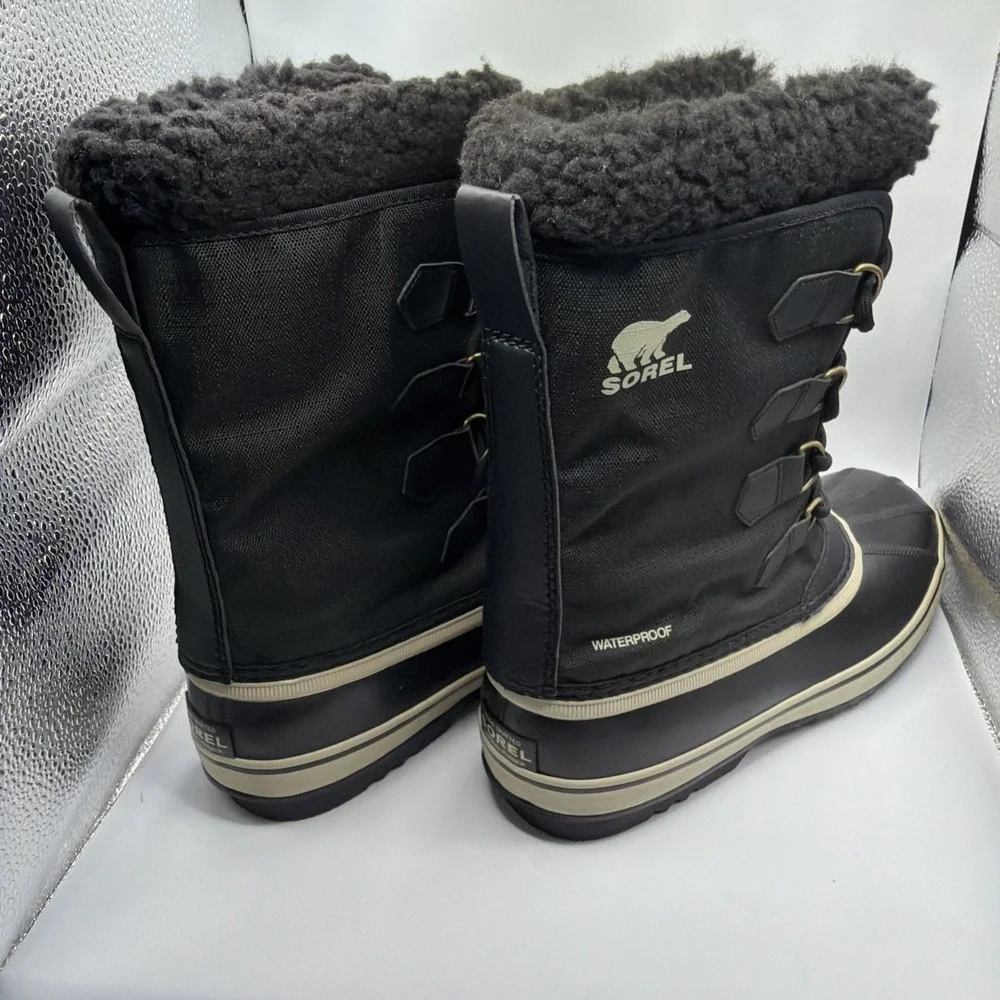 Sorel Men's 1964 Pac Nylon Waterproof Lace-Up Black Snow Boots Size 9 New